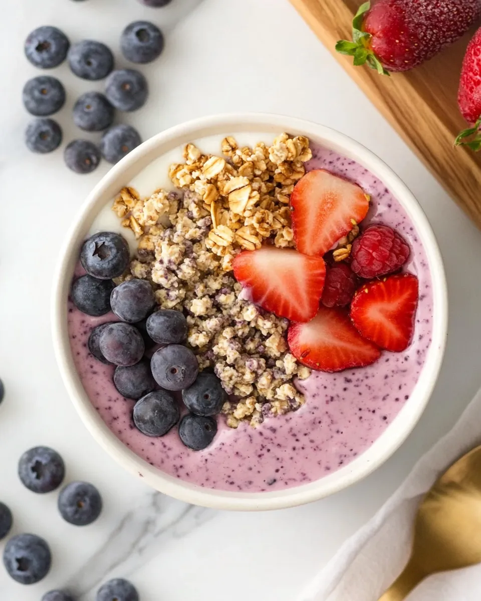 Delicious Blueberry Cottage Cheese Smoothie Bowls picture