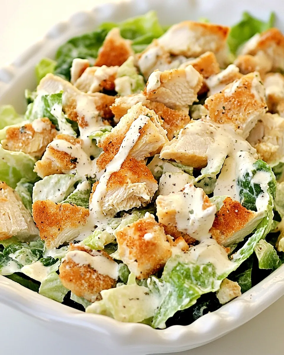 Easy Bowtie Chicken Caesar Salad food shot