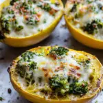 homemade Broccoli Cheddar Stuffed Spaghetti Squash. recipe photo