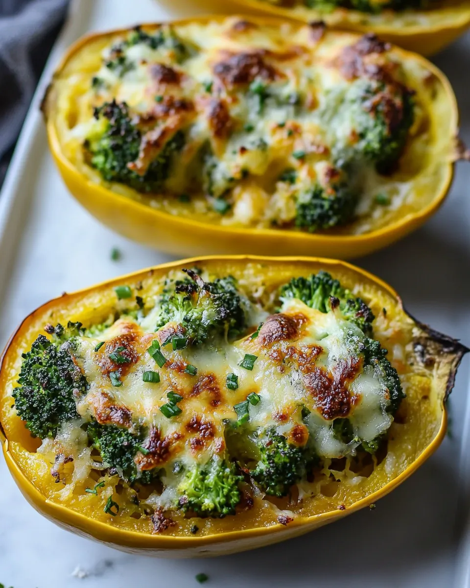 classic Broccoli Cheddar Stuffed Spaghetti Squash. dish photo