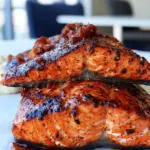 Homemade Broiled Spicy Brown Sugar Salmon. recipe photo