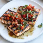 Homemade Bruschetta Balsamic Salmon. recipe photo