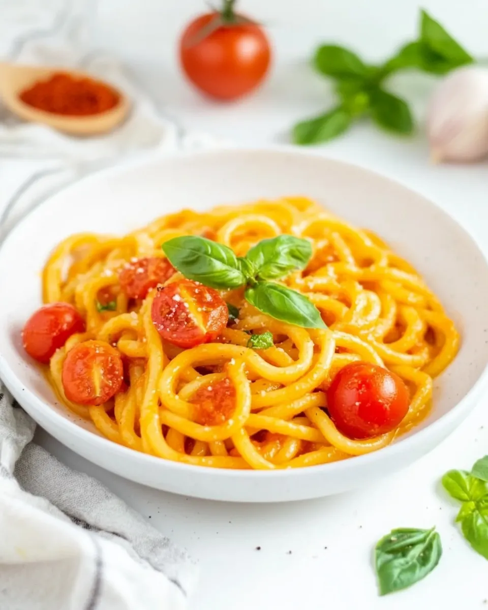Homemade Bucatini Pomodoro photo