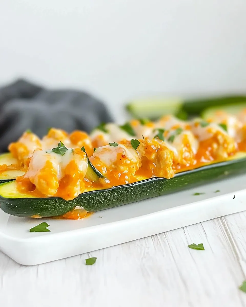 Classic Buffalo Chicken Zucchini Boats image