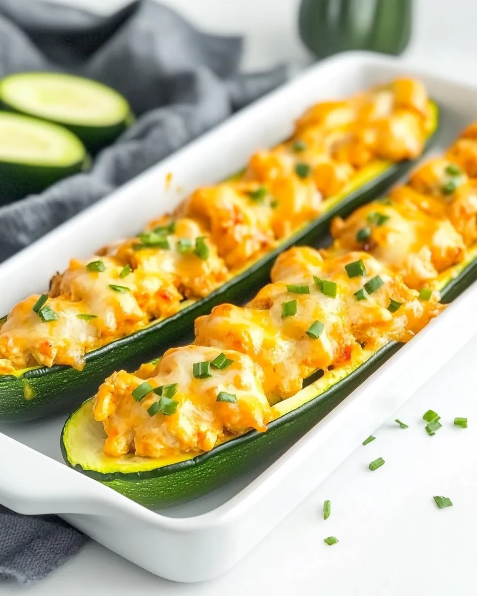 Delicious Buffalo Chicken Zucchini Boats dish photo