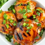 Easy Buffalo Honey Grilled Chicken Thighs food shot