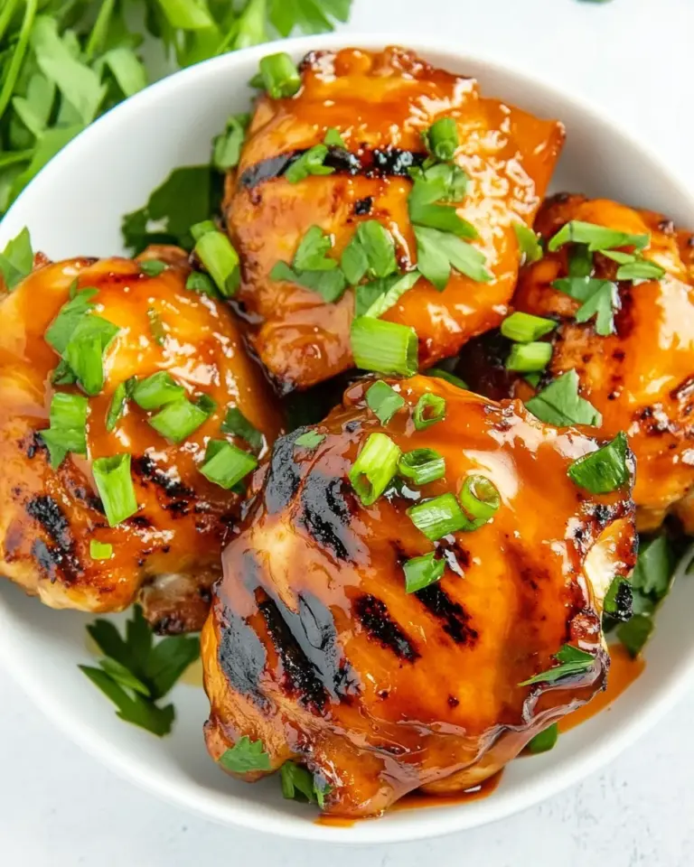 Easy Buffalo Honey Grilled Chicken Thighs food shot