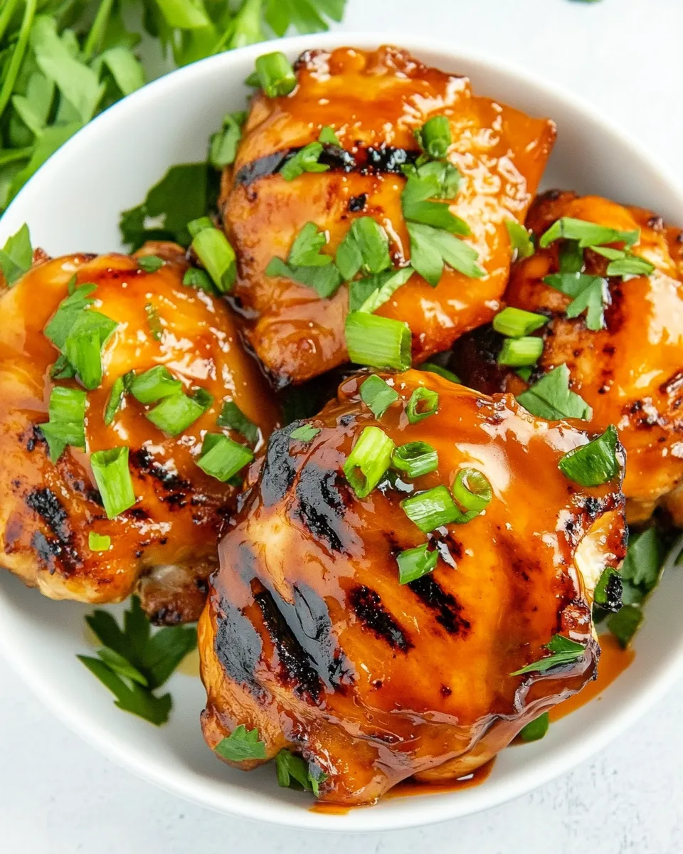 Easy Buffalo Honey Grilled Chicken Thighs food shot