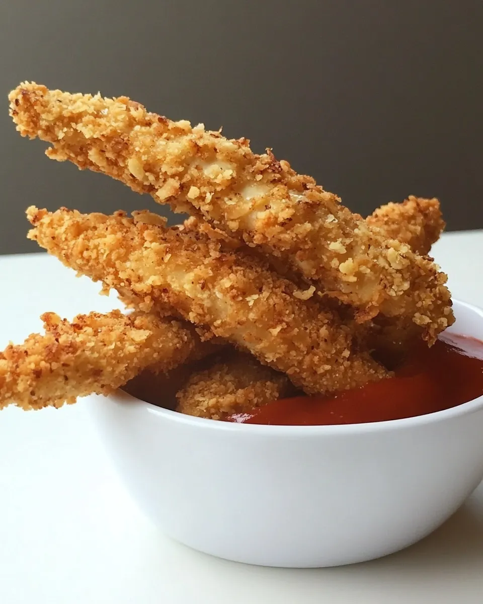 Delicious Buttermilk Almond Crusted Chicken Fingers. dish photo