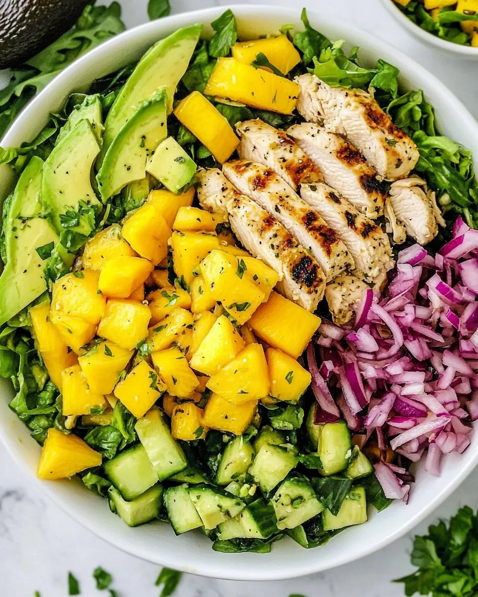 Delicious California Grilled Chicken Avocado and Mango Salad recipe photo