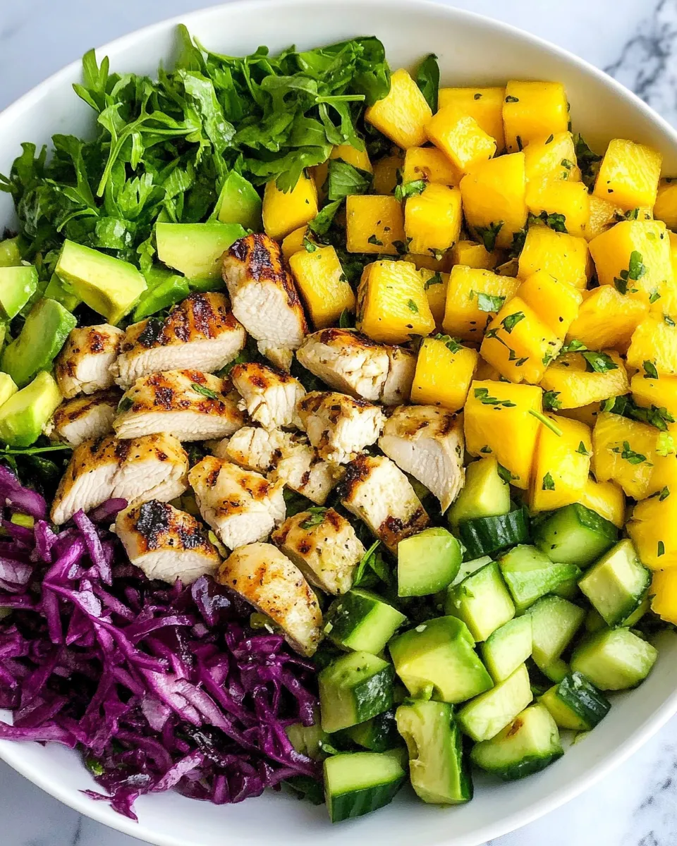 Healthy California Grilled Chicken Avocado and Mango Salad dish photo