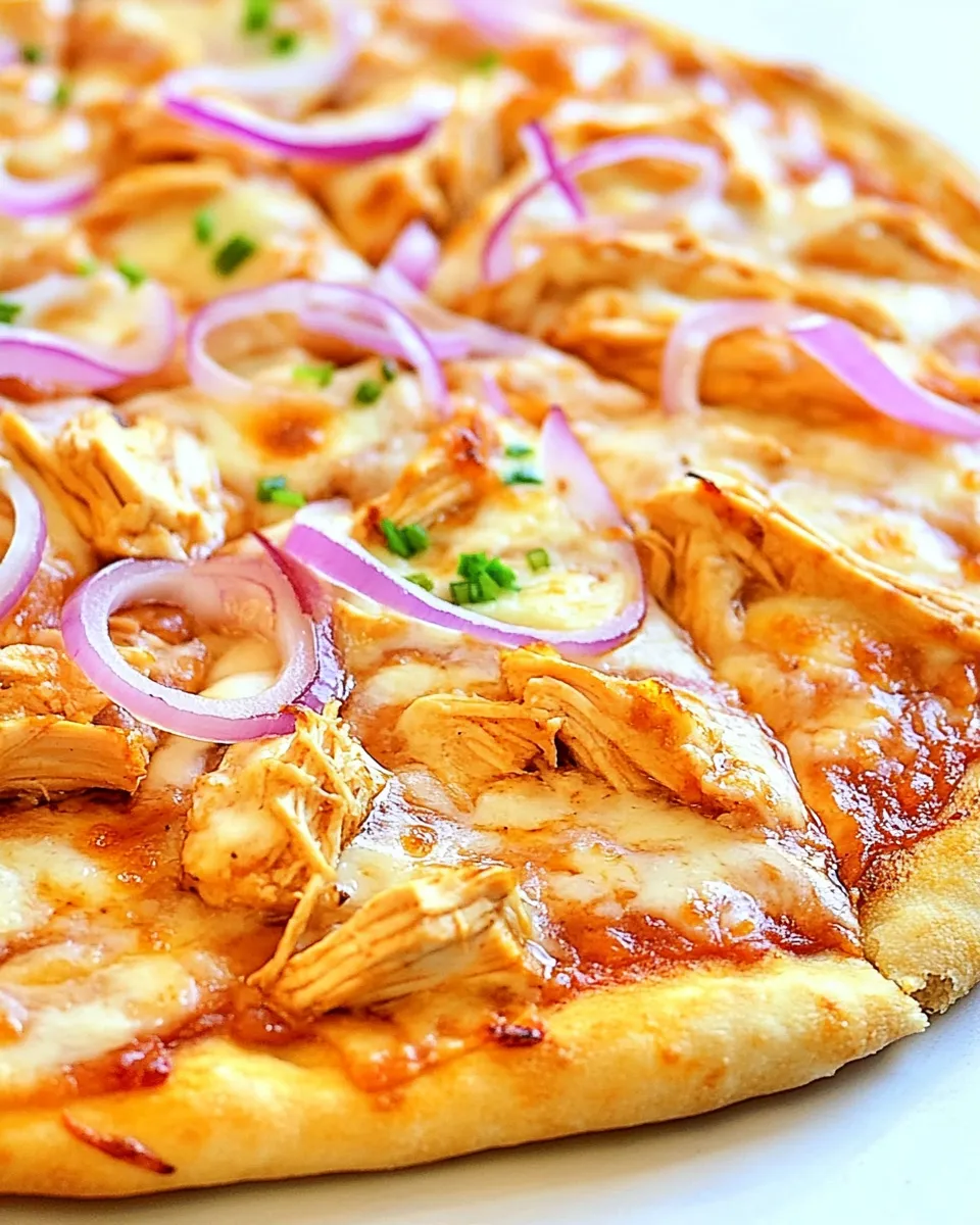 Delicious California Pizza Kitchen BBQ Chicken Pizza (Copycat Recipe) food shot