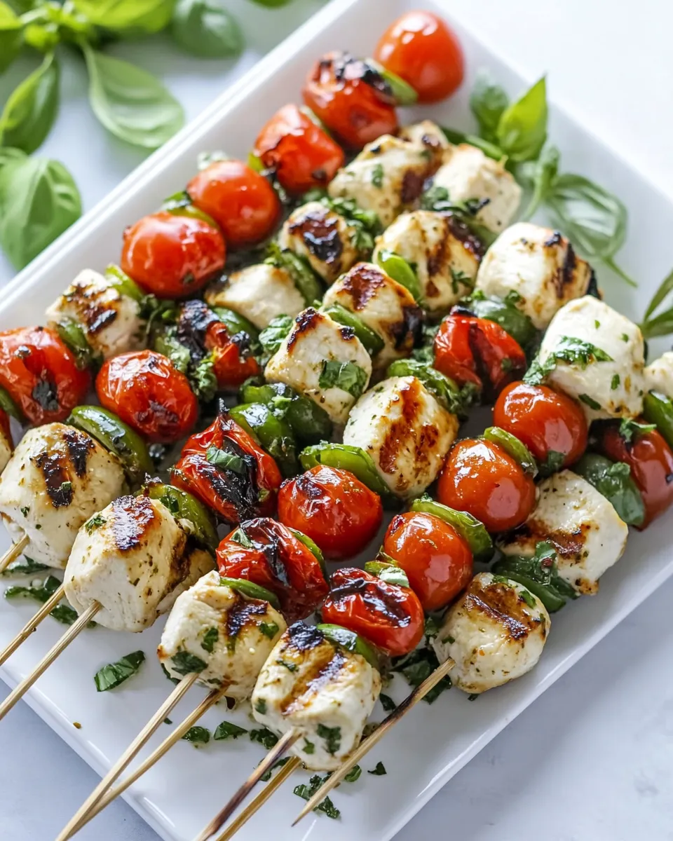 Easy Caprese Chicken Kebabs food shot