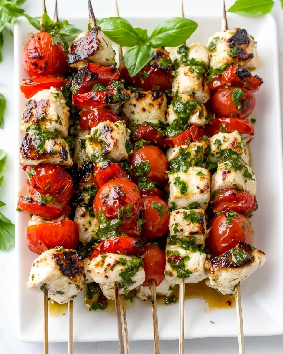 Delicious Caprese Chicken Kebabs plate image