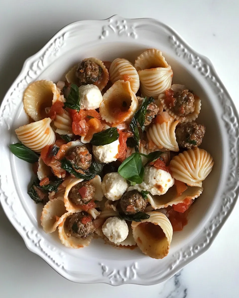 Classic Caprese Shells with Mini Meatballs. image