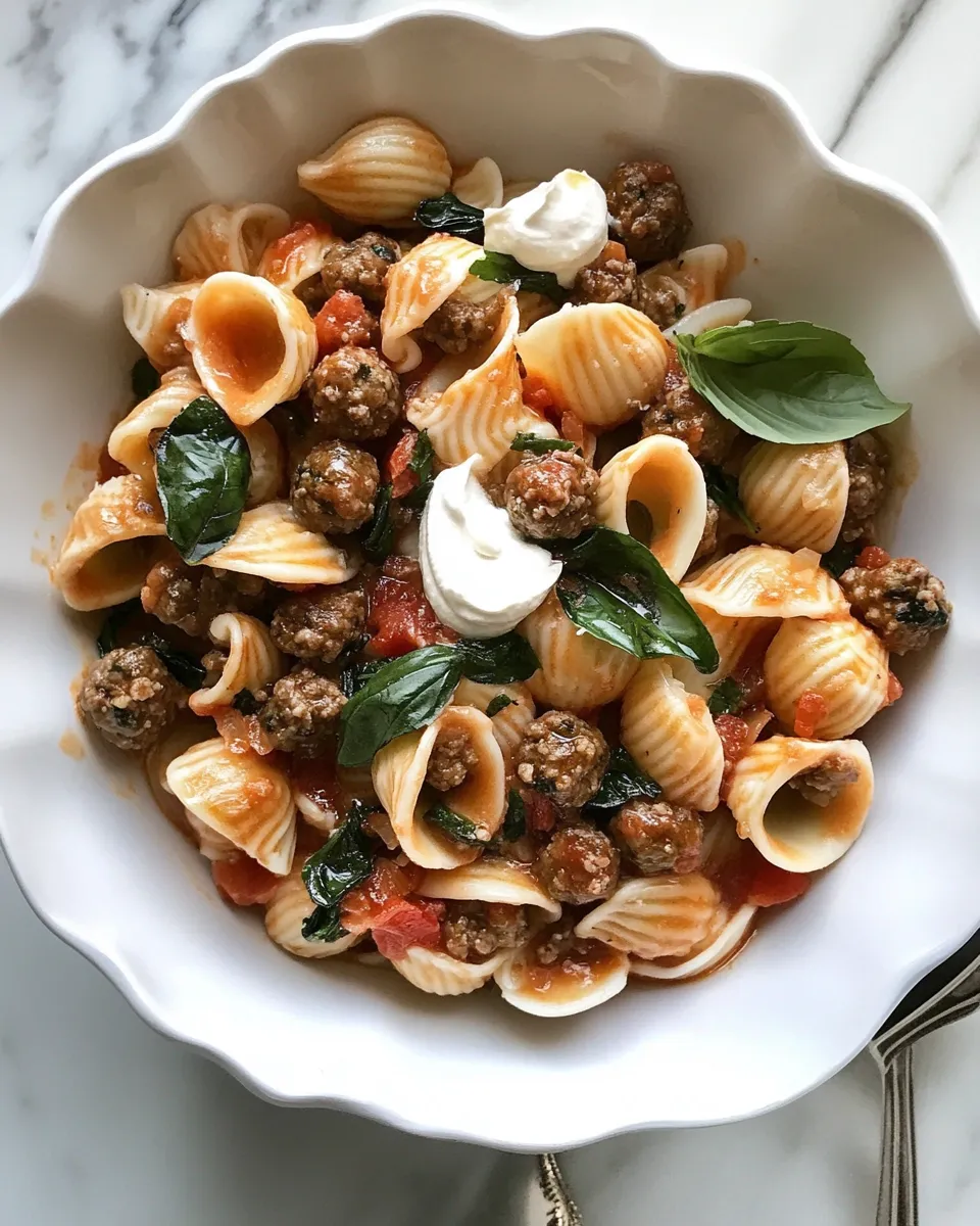 Delicious Caprese Shells with Mini Meatballs. shot