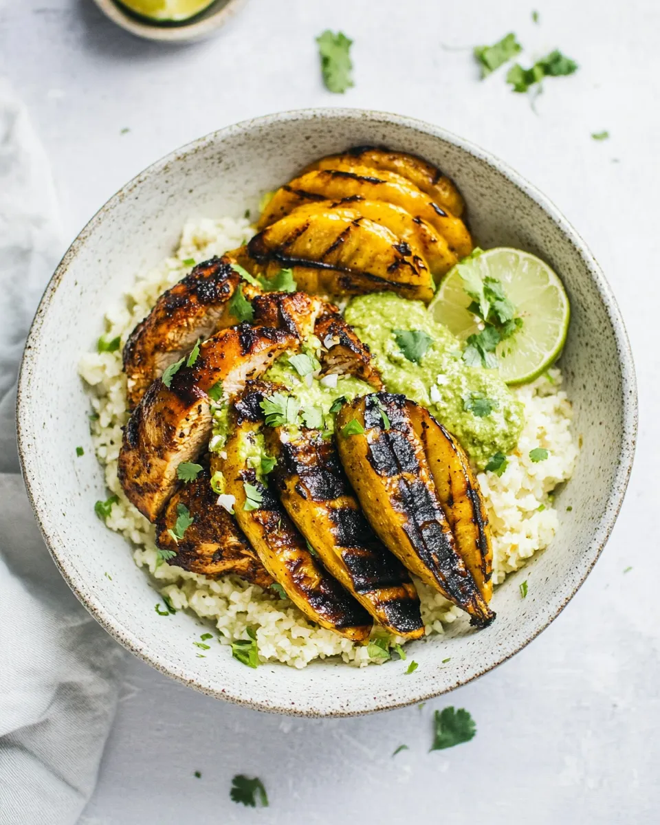 Homemade Caribbean Chicken Bowls With Grilled Plantains recipe photo