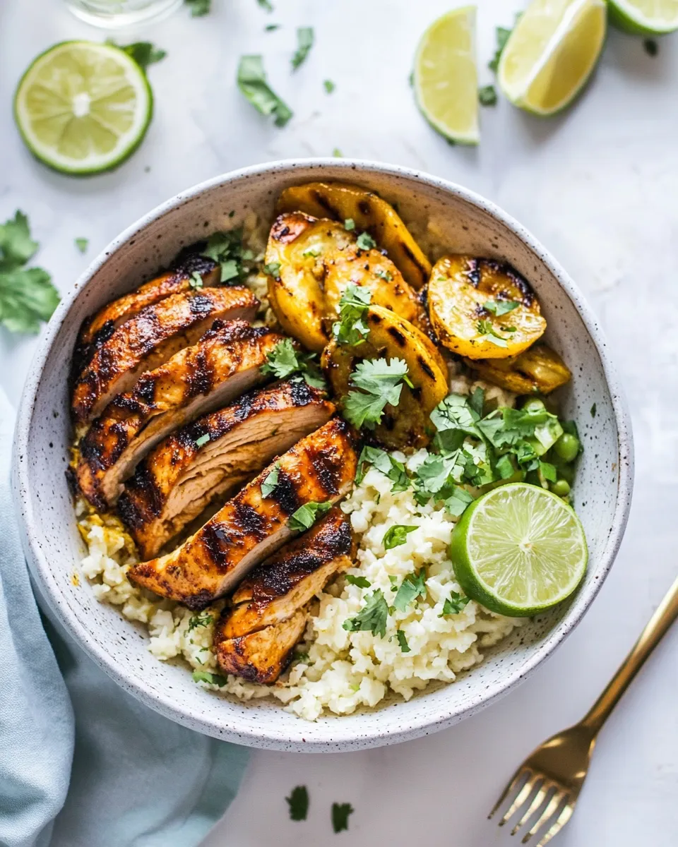 Classic Caribbean Chicken Bowls With Grilled Plantains dish photo