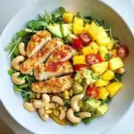 Delicious Cashew Chicken Chopped Salad with Chili Dusted Mango. recipe photo