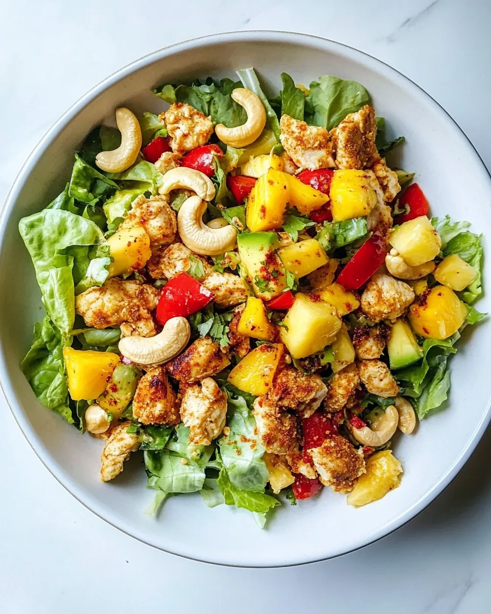 Easy Cashew Chicken Chopped Salad with Chili Dusted Mango. dish photo