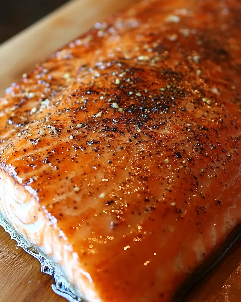 Delicious Cedar Plank Spice-Rubbed Salmon food shot
