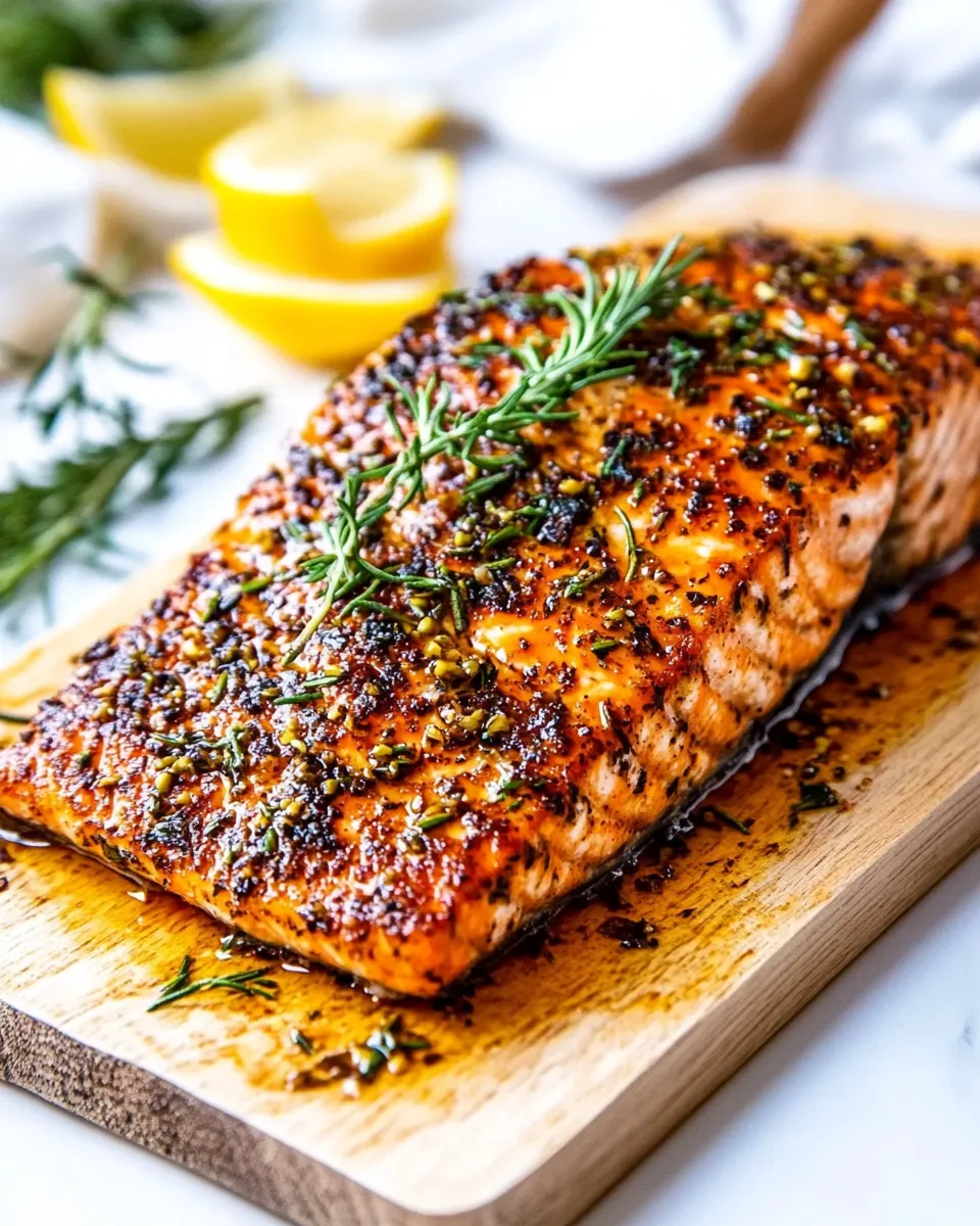 Easy Cedar Planked Salmon food shot
