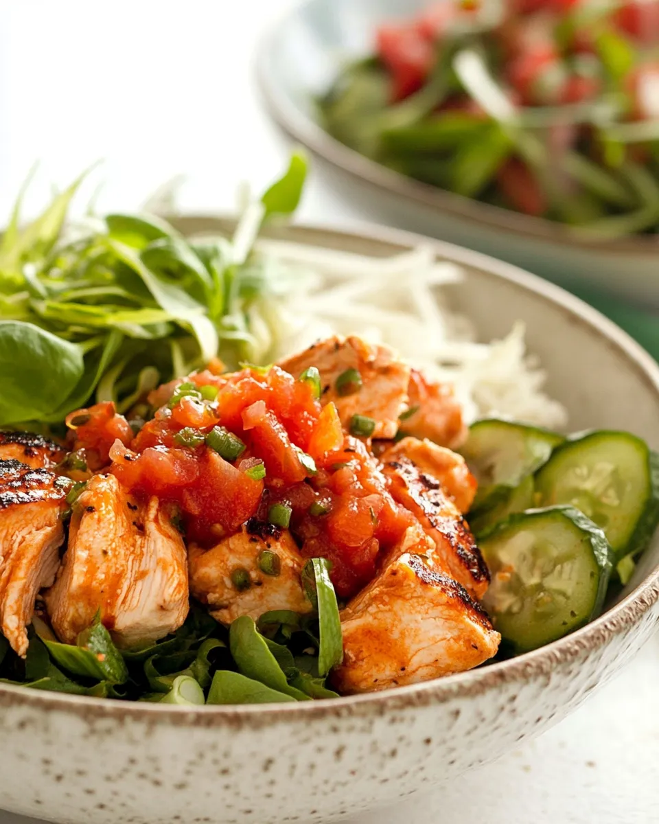 Delicious Charred Tomato Salsa Chicken Bowl Recipe dish photo