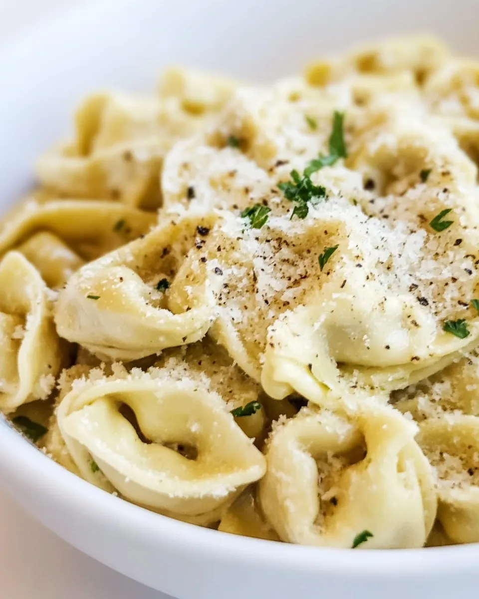 Delicious Cheese Tortellini in Garlic Butter Sauce plate image