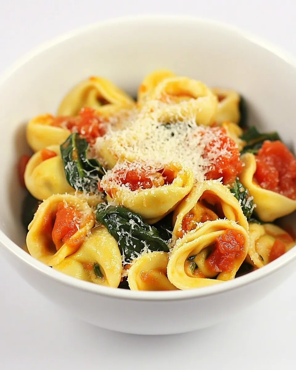 Delicious Cheese Tortellini with Spinach and Slow Roasted Tomatoes dish photo