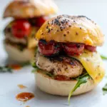 Homemade Cheesy Bruschetta Chicken Burgers. recipe photo