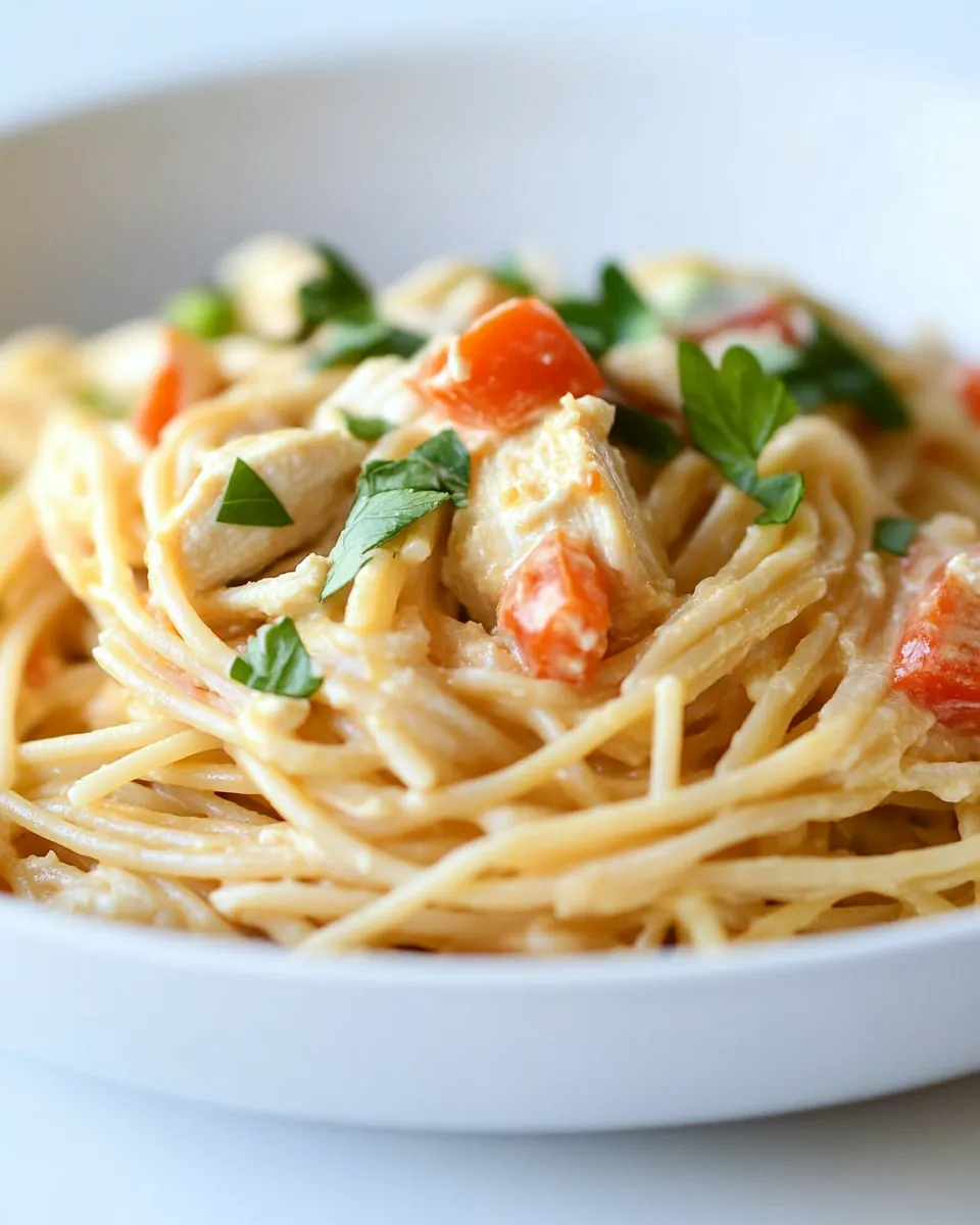 delicious Cheesy Chicken Spaghetti Recipe shot