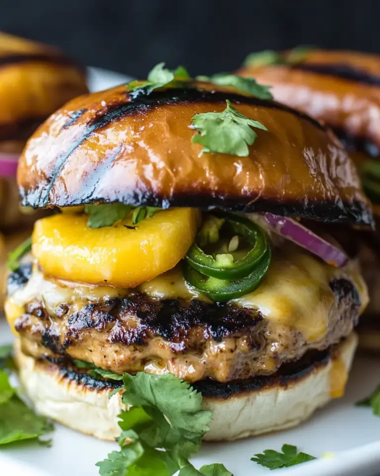 Delicious Cheesy Grilled Peach Jalapeno Turkey Burger photo