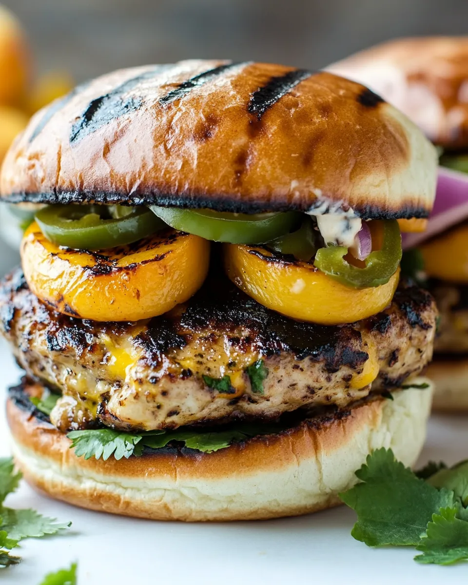 Easy Cheesy Grilled Peach Jalapeno Turkey Burger recipe photo