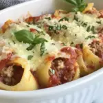 Homemade Cheesy Italian Stuffed Shells with Ground Beef Filling photo