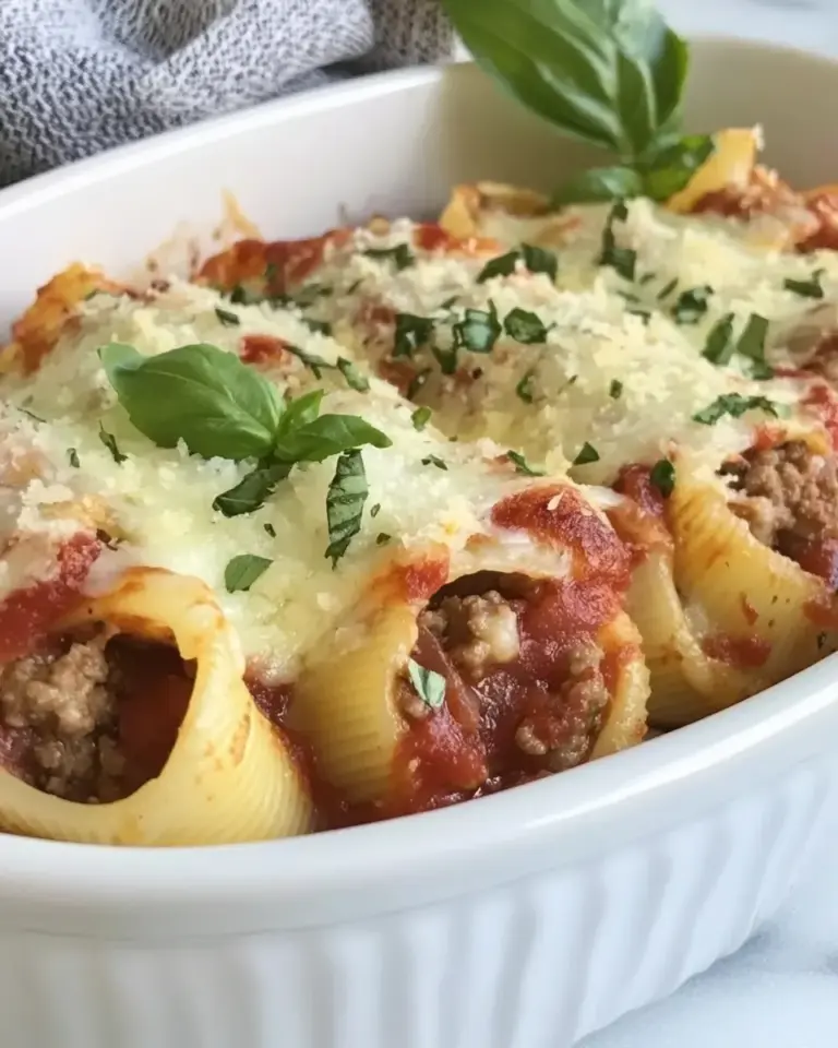 Homemade Cheesy Italian Stuffed Shells with Ground Beef Filling photo