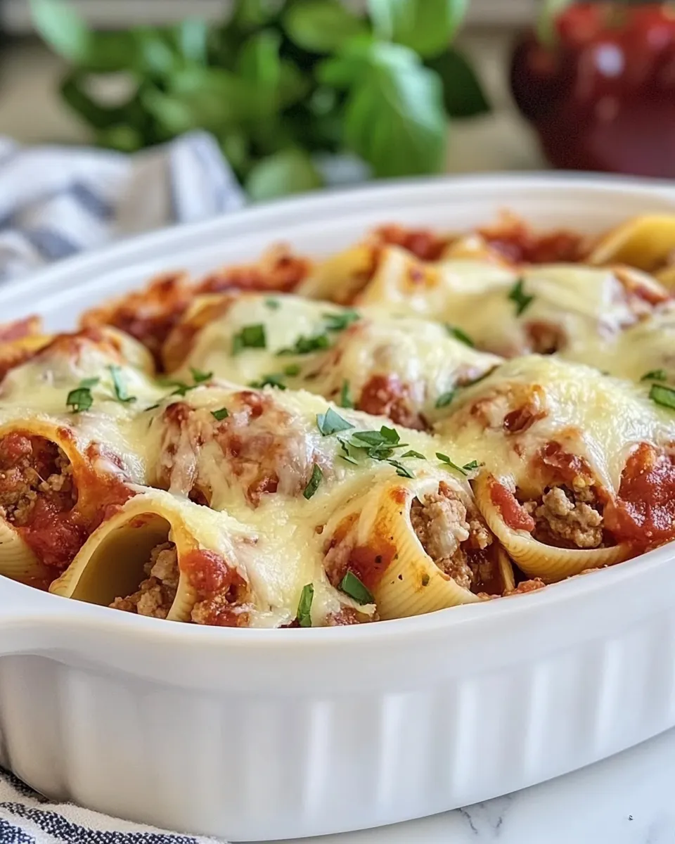 Classic Cheesy Italian Stuffed Shells with Ground Beef Filling image