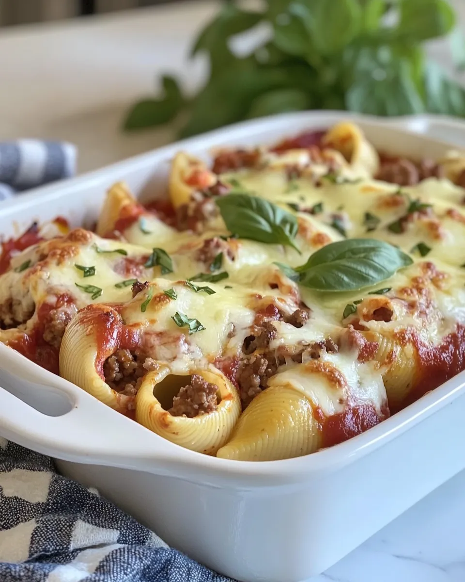 Easy Cheesy Italian Stuffed Shells with Ground Beef Filling recipe image