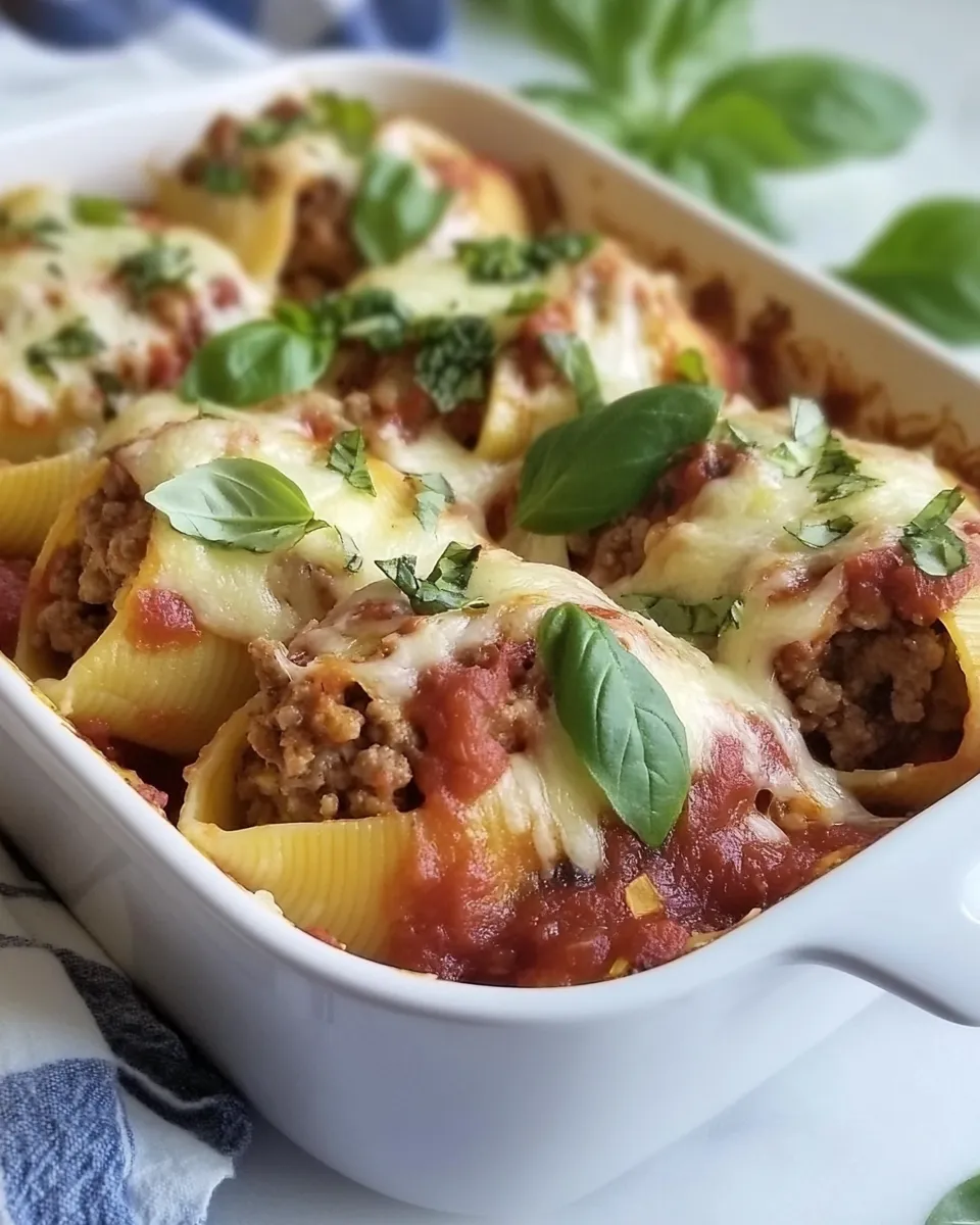 Delicious Cheesy Italian Stuffed Shells with Ground Beef Filling dish photo