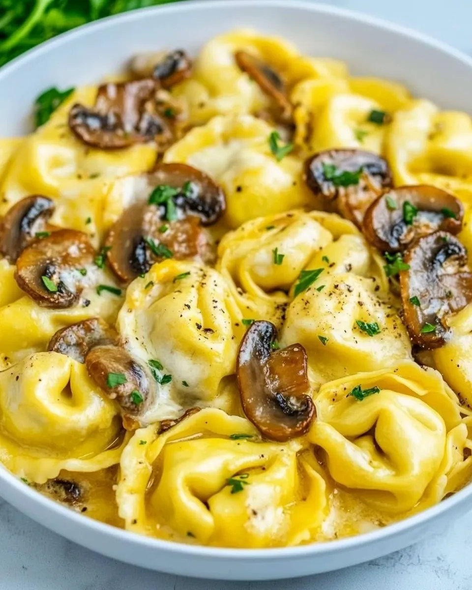 Classic Cheesy Tortellini with Mushrooms image
