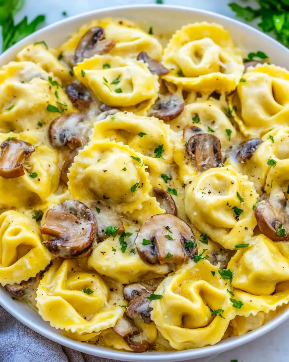 Easy Cheesy Tortellini with Mushrooms recipe photo