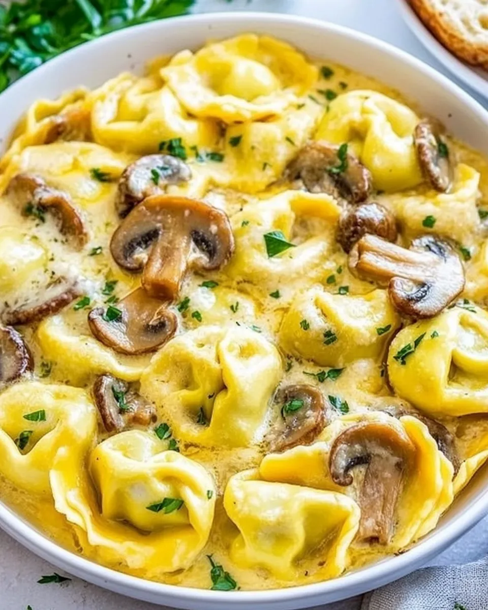 Delicious Cheesy Tortellini with Mushrooms dish photo