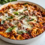 homemade Cheesy Weeknight Tortellini Skillet. photo