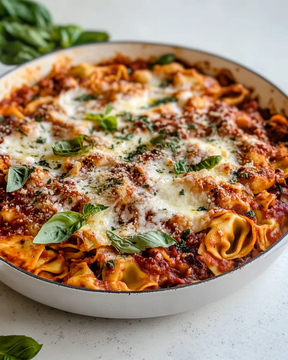 homemade Cheesy Weeknight Tortellini Skillet. photo