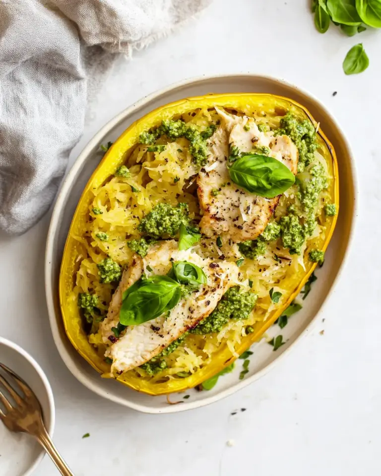 homemade Chicken-Pesto Spaghetti Squash photo