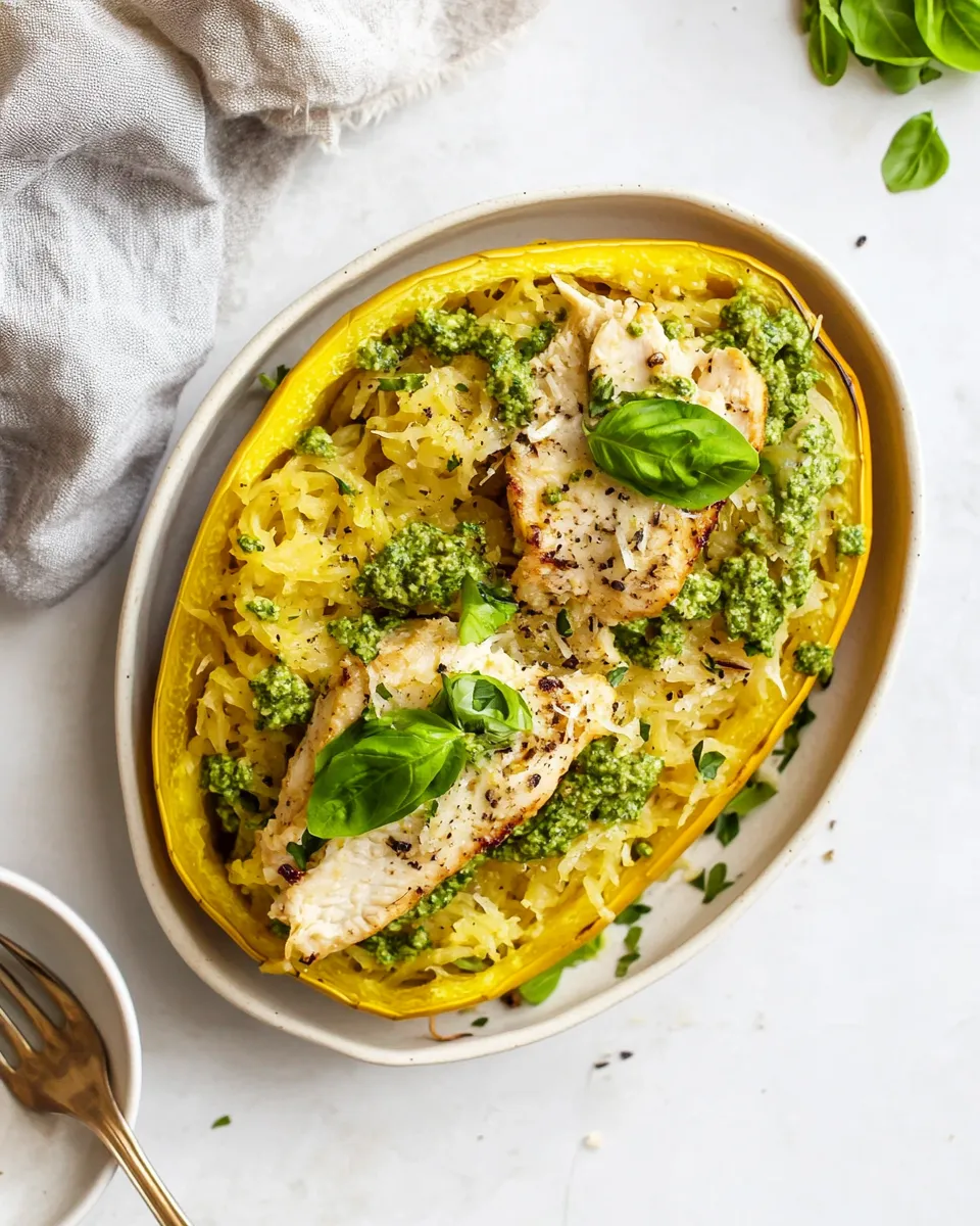 homemade Chicken-Pesto Spaghetti Squash photo