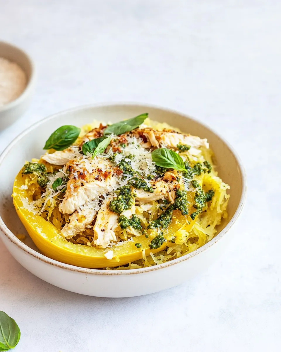 delicious Chicken-Pesto Spaghetti Squash plate image