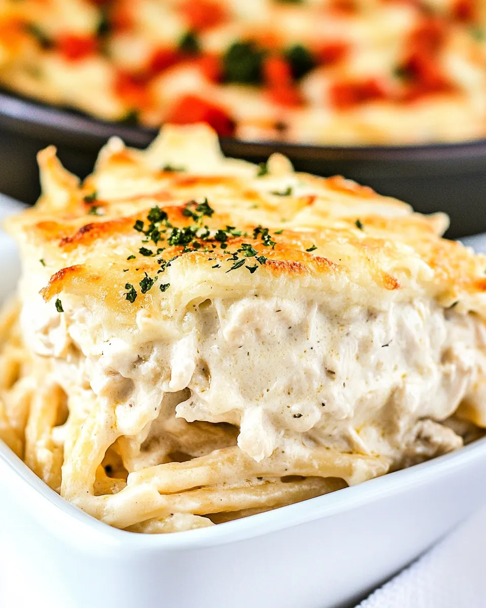Classic Chicken Alfredo Spaghetti Pie image