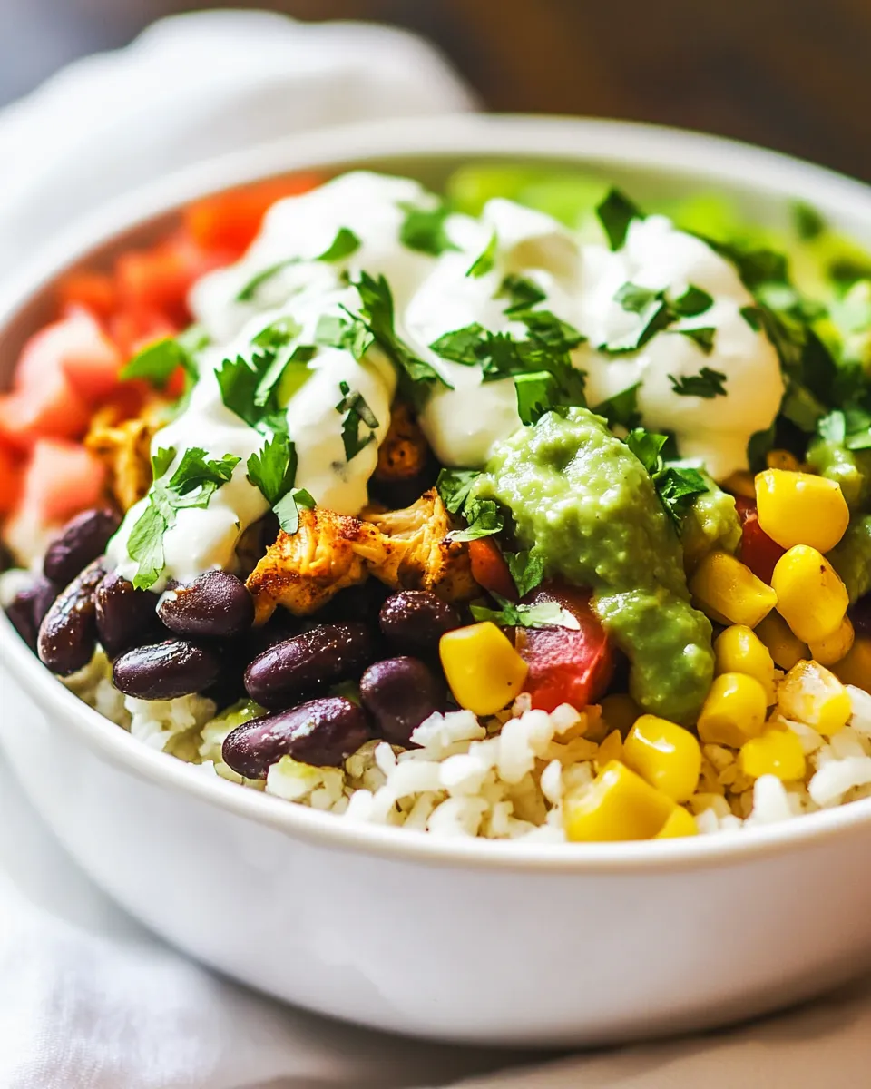 Easy Chicken Burrito Bowl food shot