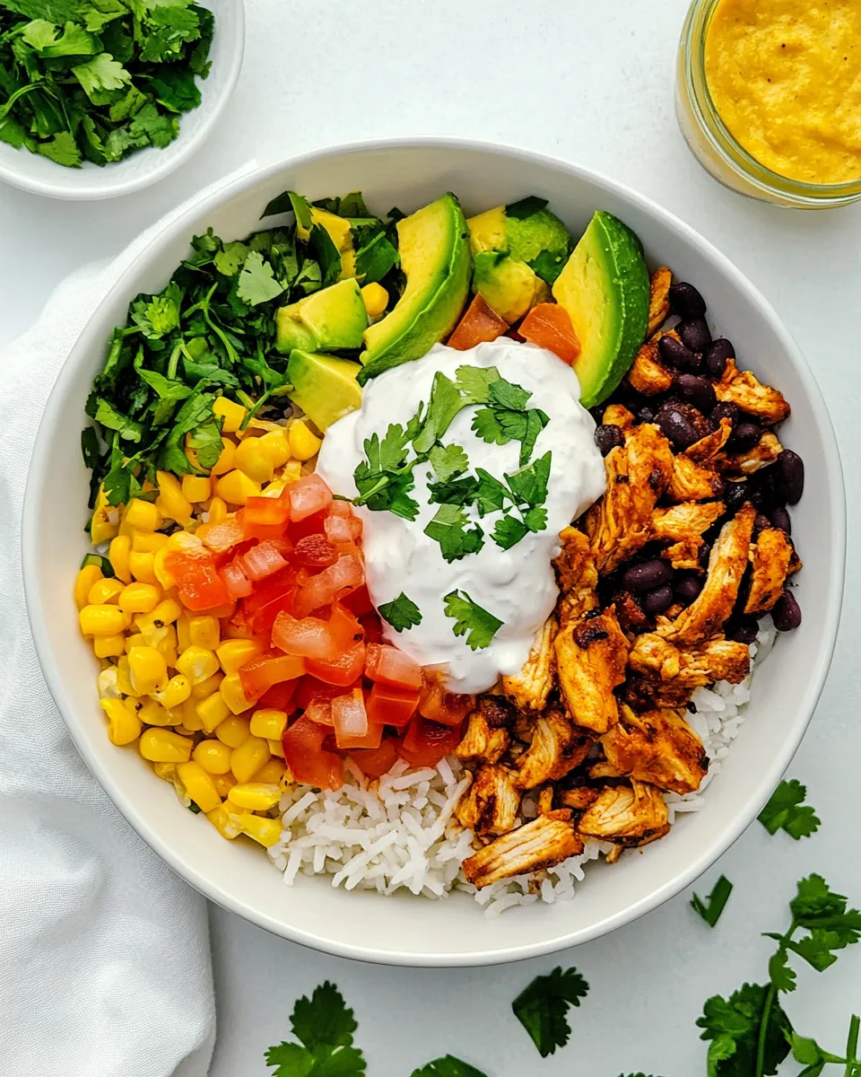 Easy Chicken Burrito Bowl with Copycat Chipotle Chicken food shot