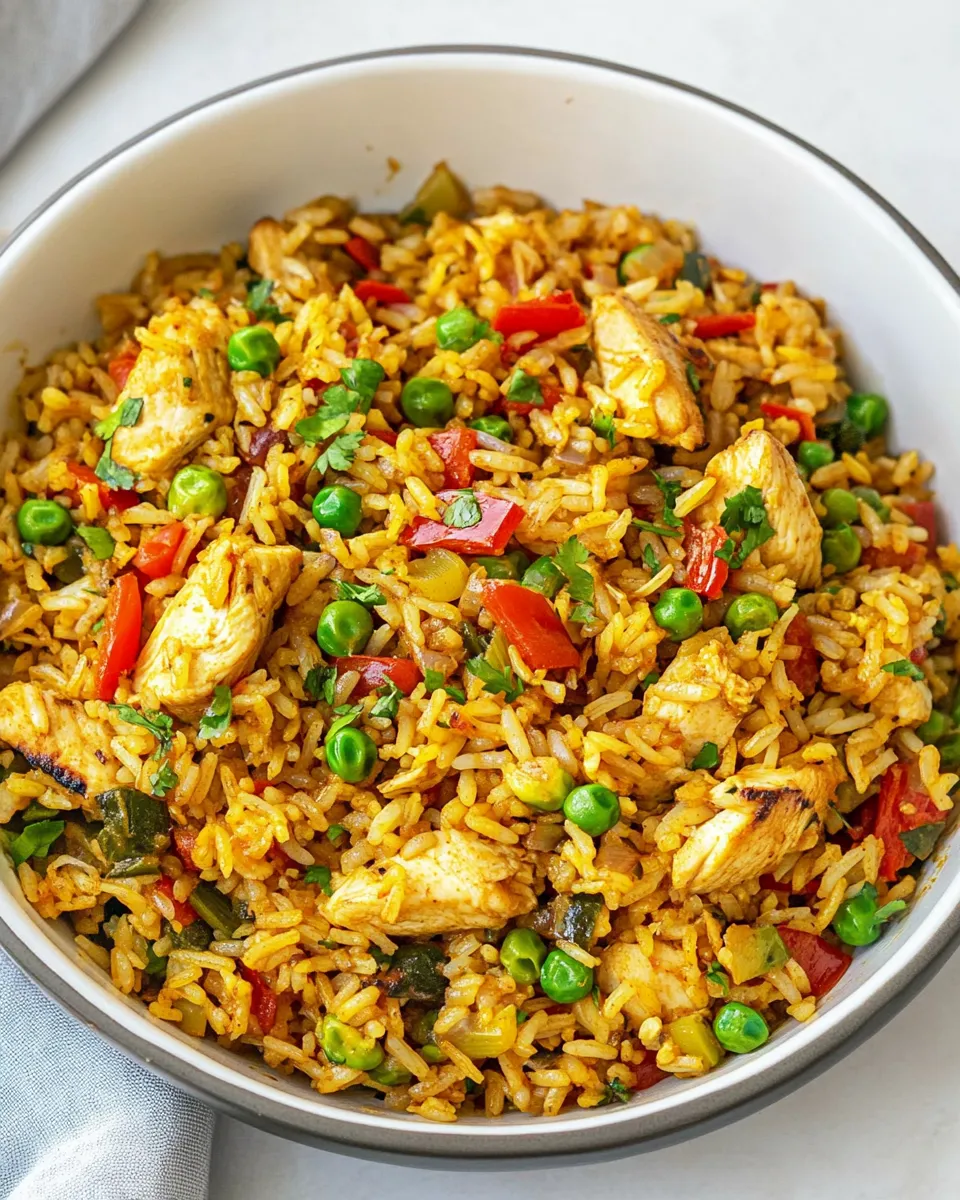 Delicious Chicken Curry Fried Rice plate image